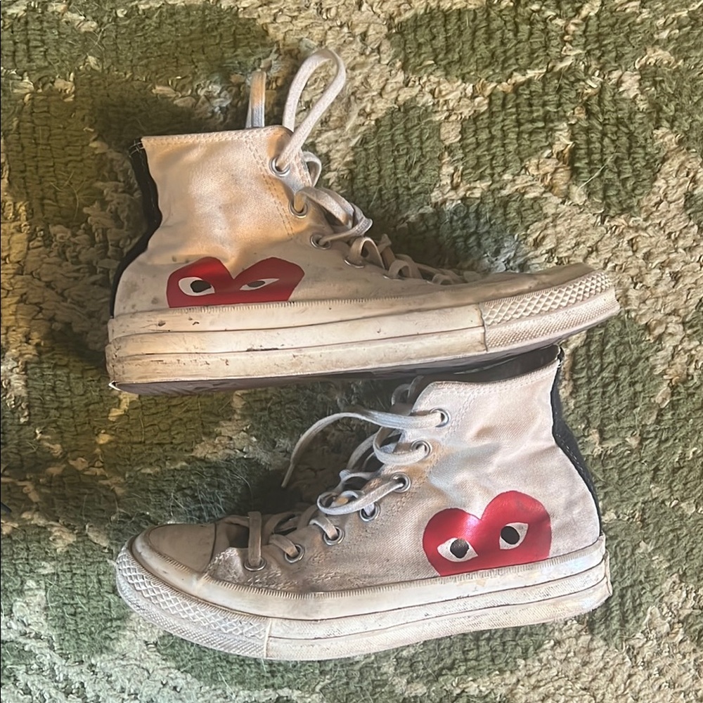 CDG Converse High Top Cream